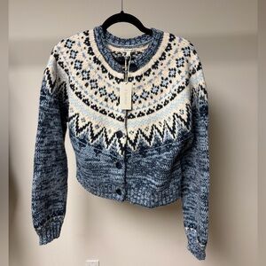 Z supply North Sea fairisle cardigan blue velvet heather